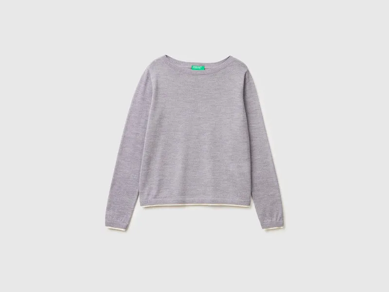 Maglia scollo a barchetta 100% lana Merino