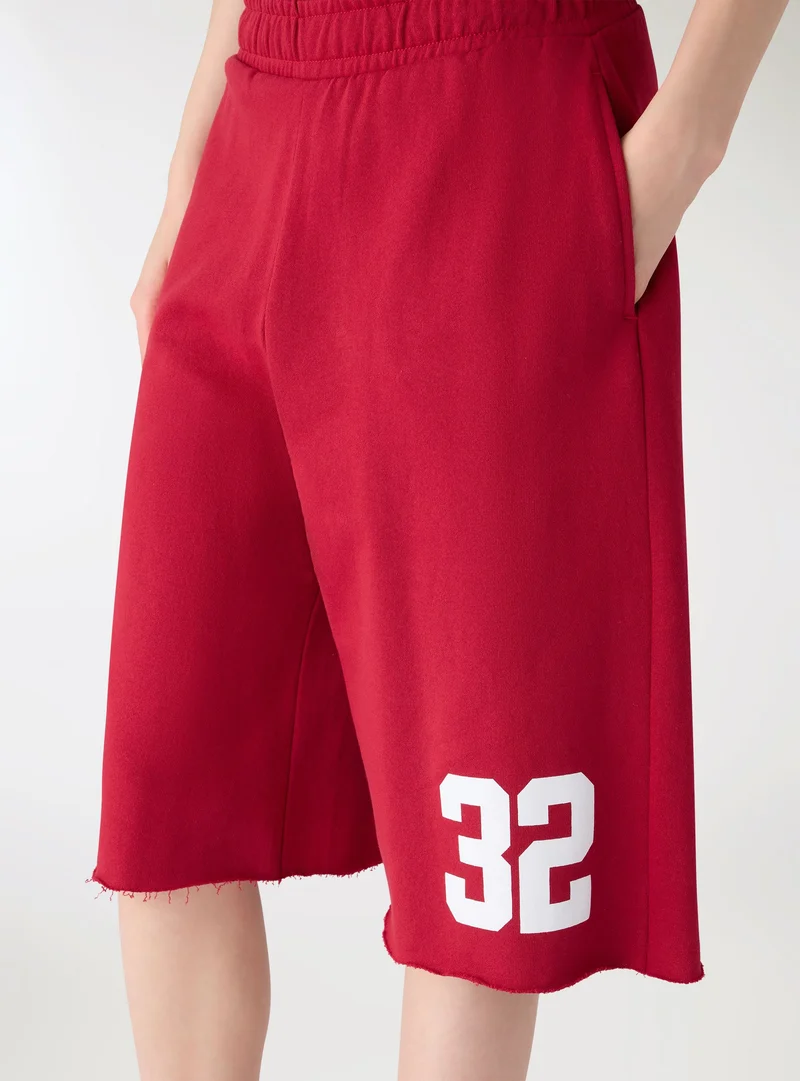 Jorts con stampa college e coulisse