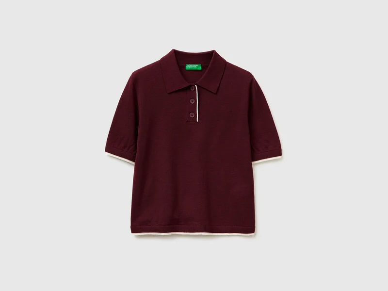 Maglia a polo 100% lana Merino