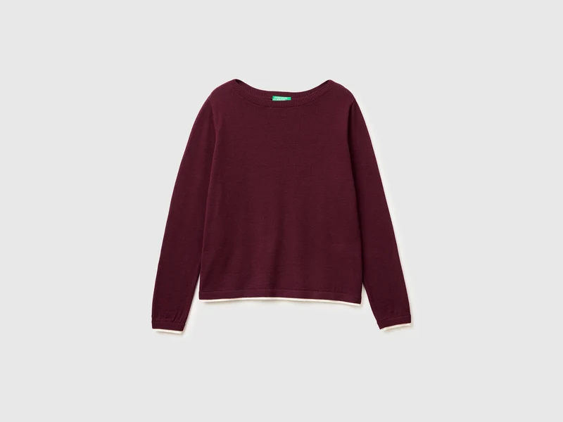 Maglia scollo a barchetta 100% lana Merino