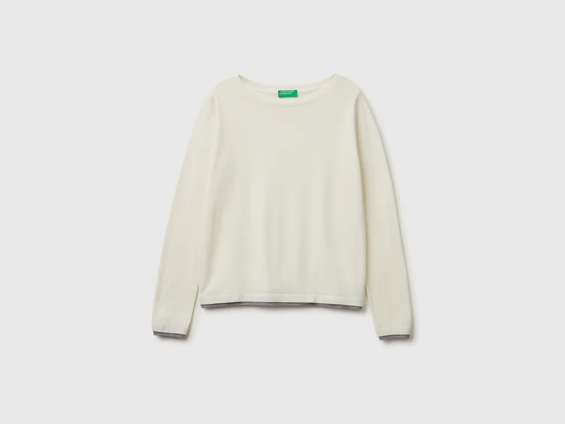 Maglia scollo a barchetta 100% lana Merino