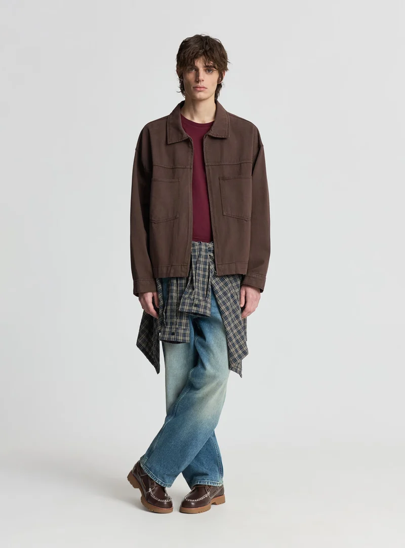 Giubbotto boxy con zip e tasconi