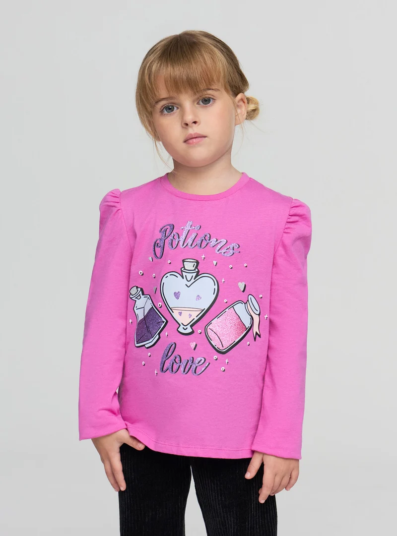 Maglia con stampa e glitter