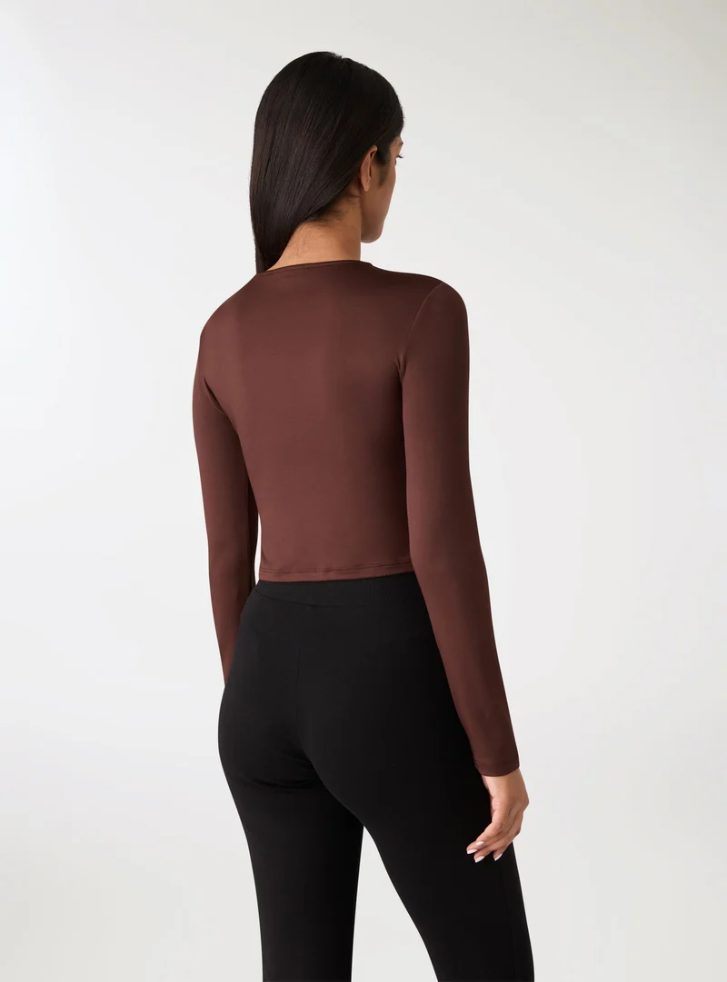 T-shirt crop a tinta unita