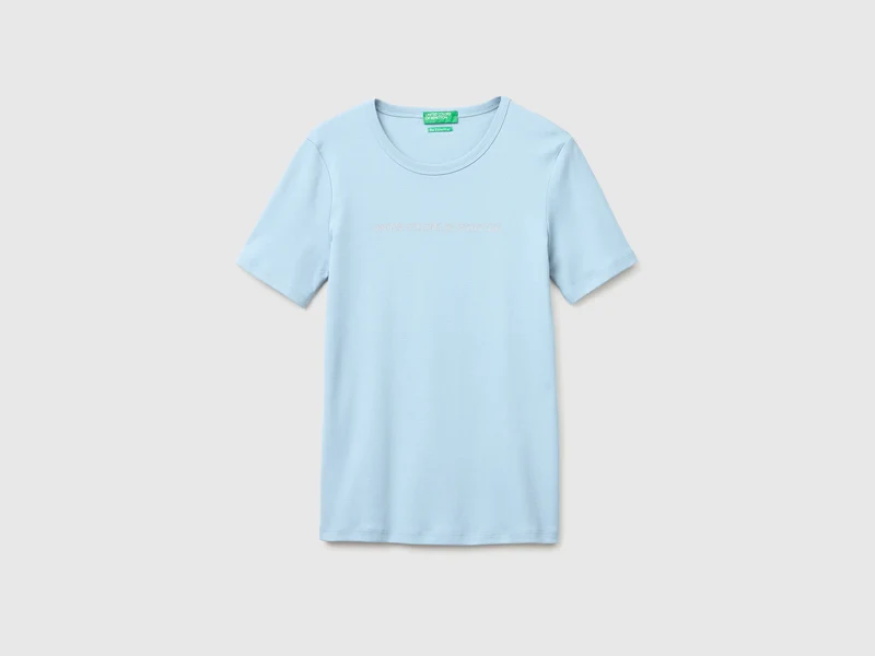 T-shirt manica corta con logo glitter