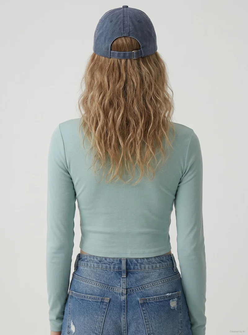 T-shirt crop a tinta unita