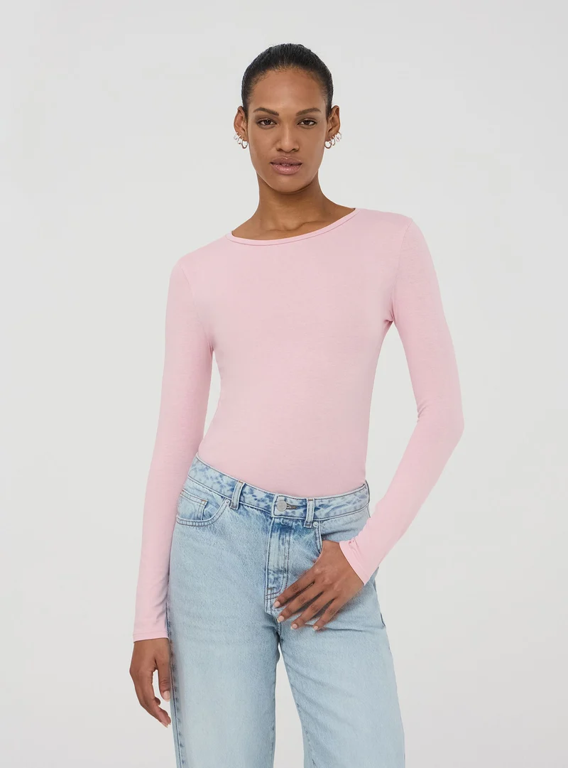 T-shirt basic maniche lunghe