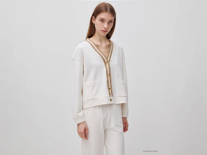 Cardigan in felpa con bottoni