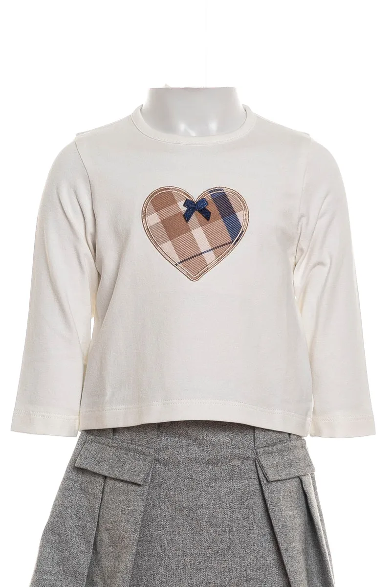 T Shirt Minibanda Preppy Heart Tee Da Bambina Panna Beige