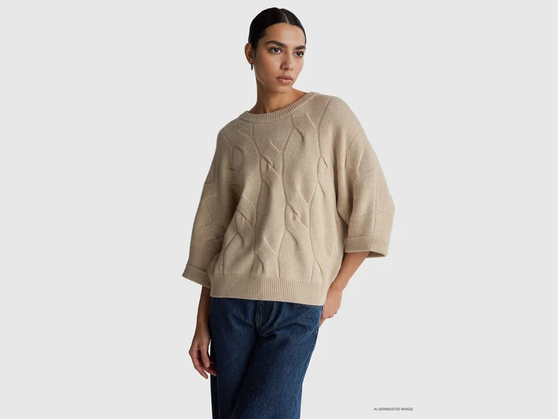 Maglia a losanghe in puro cashmere