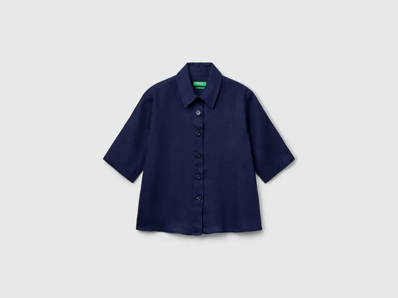 Camicia corta in puro lino