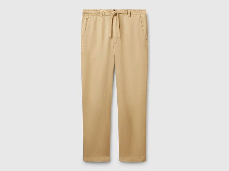 Pantaloni con coulisse in puro lino