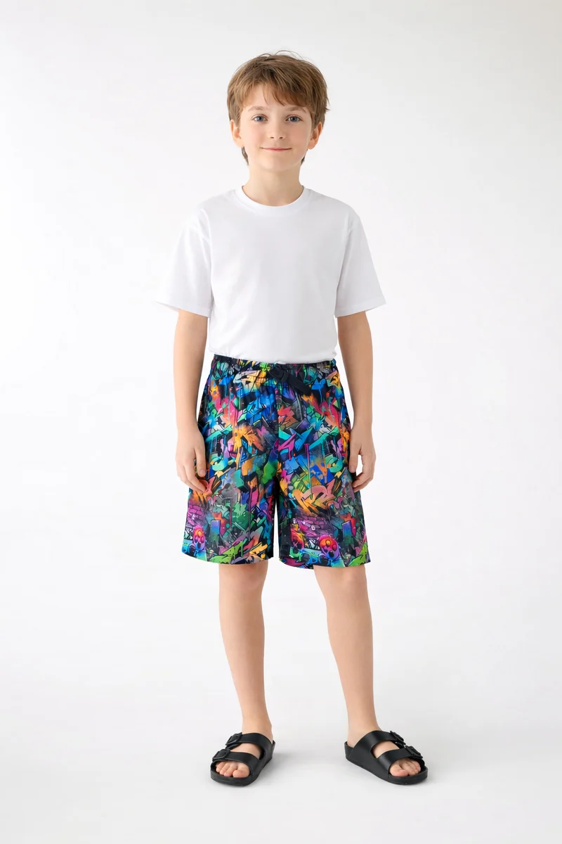 Pantaloncini tuta con stampa graffiti