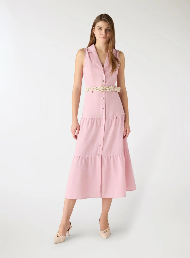Vestito chemisier lungo con cintura