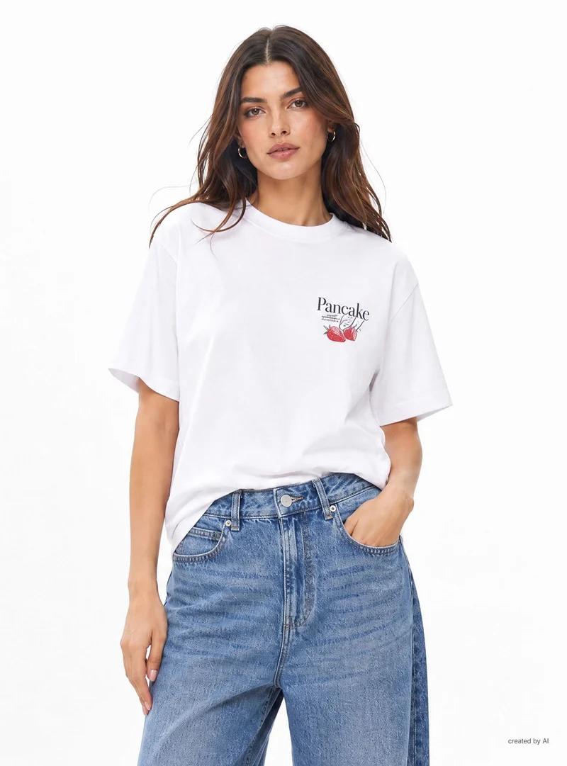 T-shirt ampia con stampa pancake