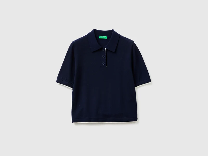 Maglia a polo 100% lana Merino