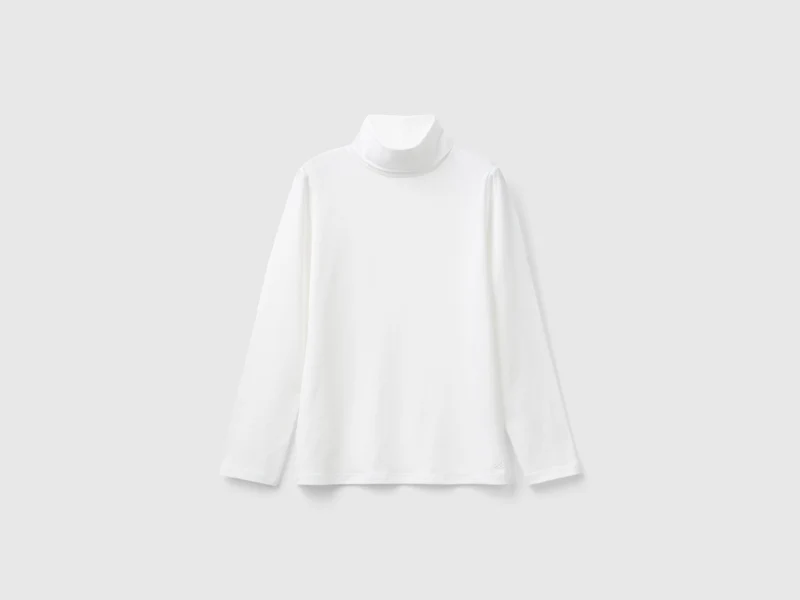 T-shirt stretch con collo alto