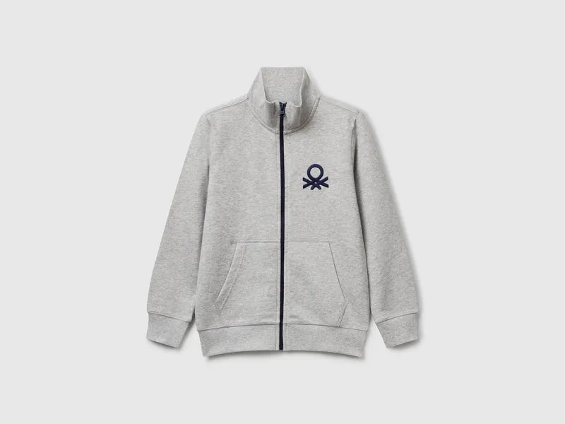 Felpa con zip in puro cotone