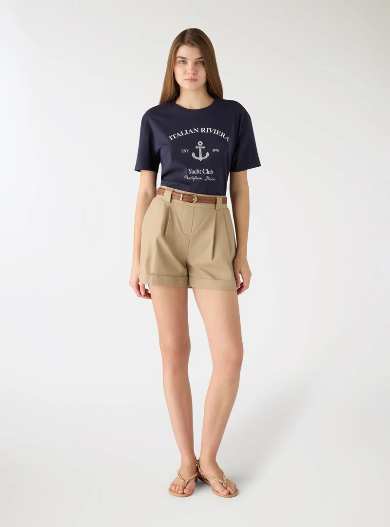 T-shirt ampia con stampa marina