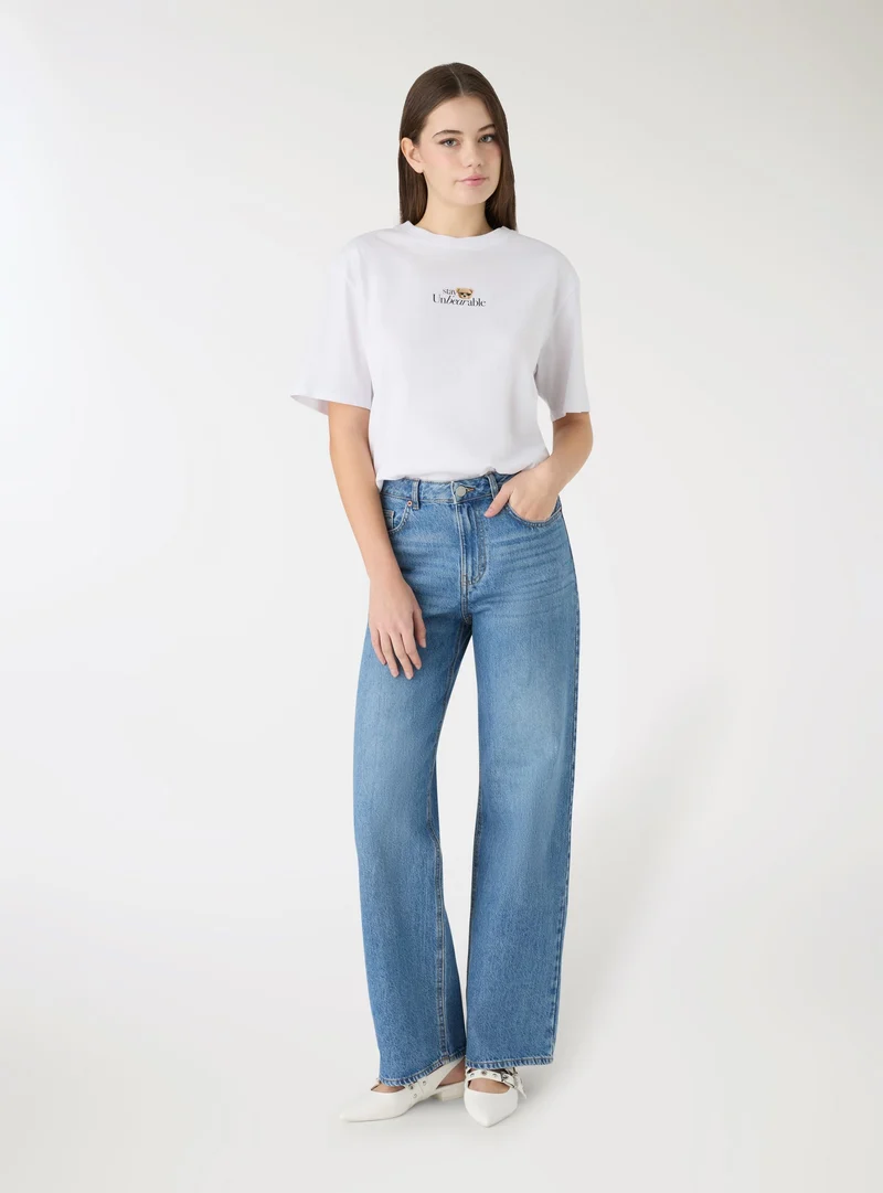 T-shirt ampia con stampa orsetti retro