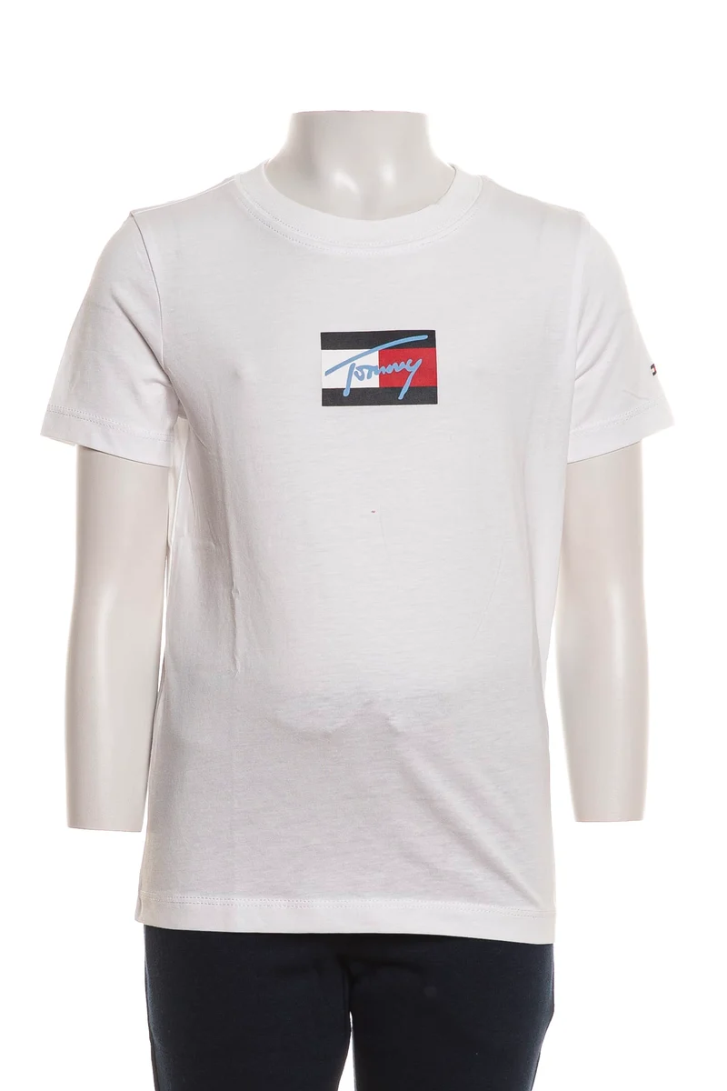 T Shirt Tommy Hilfiger Script Flag Da Bambino Bianca