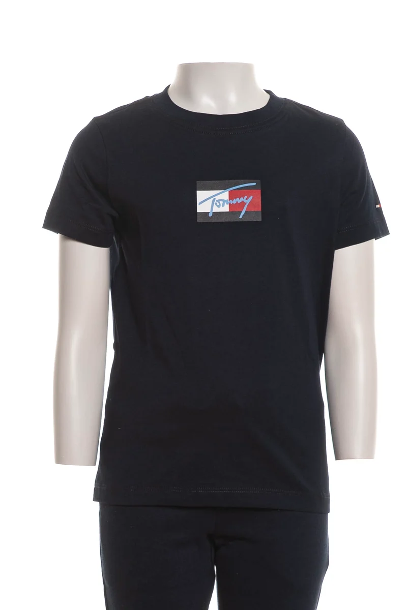 T Shirt Tommy Hilfiger Script Flag Da Bambino Blu