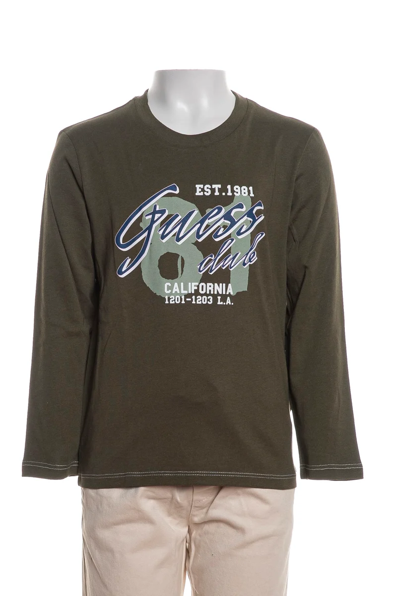 T Shirt Guess Stampa Da Bambino Verde Oliva