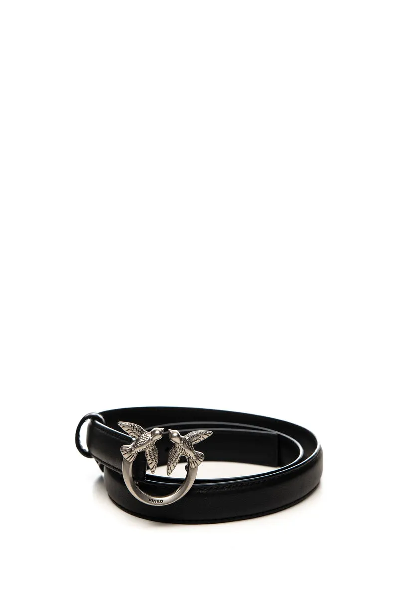 Cintura Pinko Love Berry H2 Belt Da Donna Nera Acciaio In Pelle