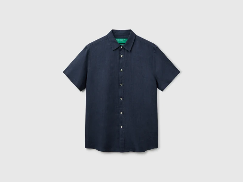 Camicia a manica corta in puro lino