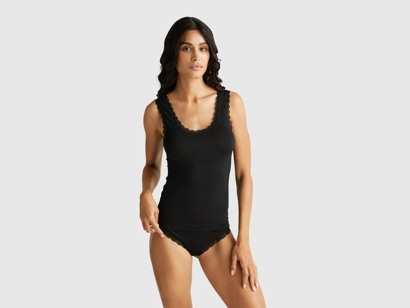 Canotta in Modal Tencel™ con pizzo