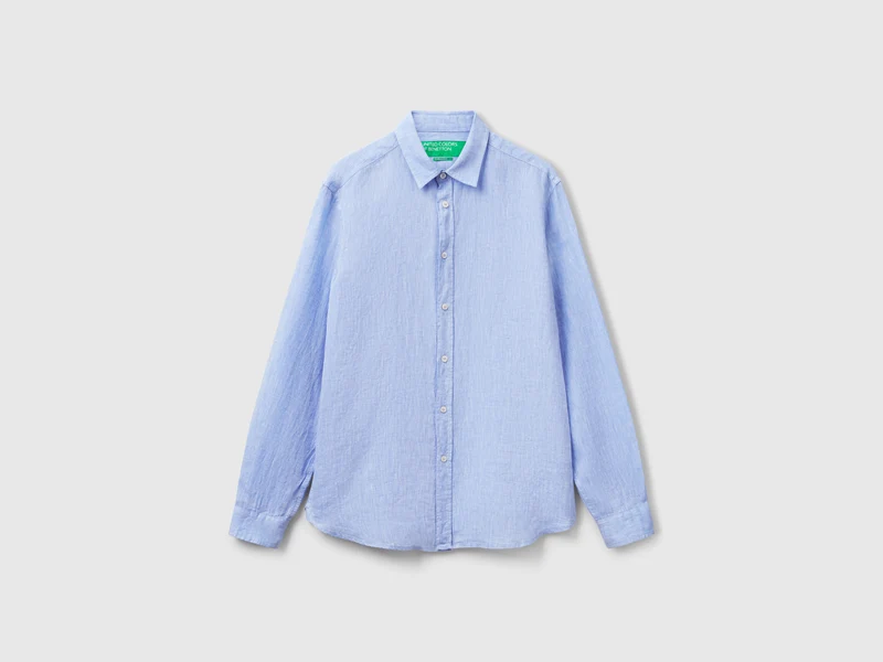 Camicia azzurra in puro lino