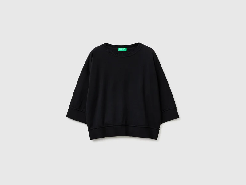 Maglia girocollo in cotone e lana