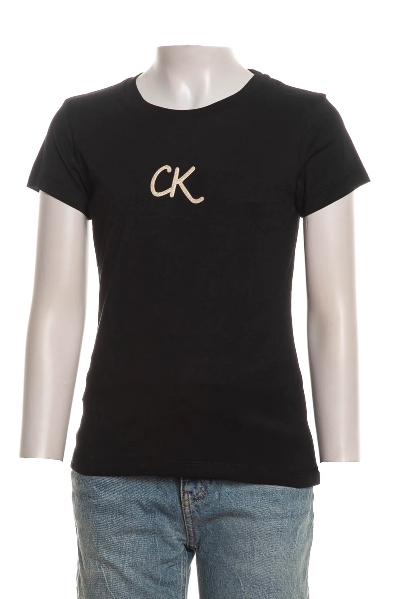 T Shirt Calvin Klein Mono Glitter Da Bambina Nera
