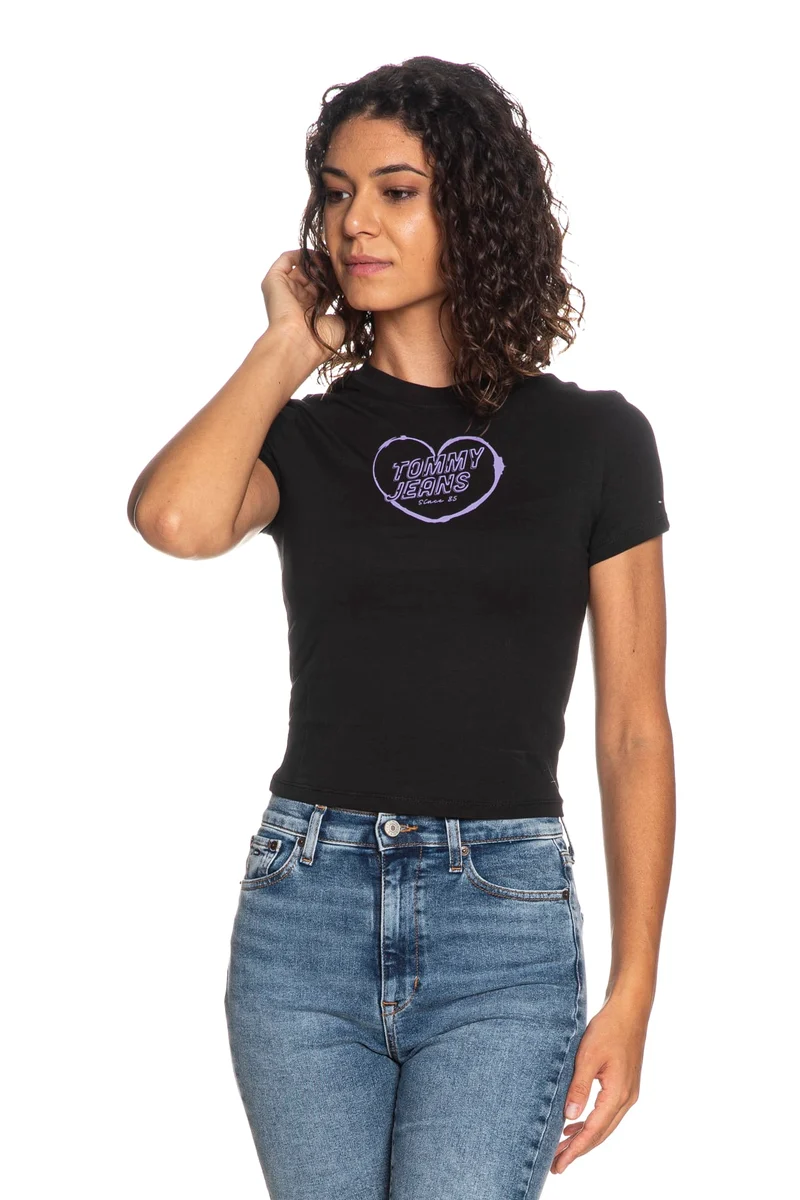 T Shirt Tommy Hilfiger Tjw Sh Heart Ss Tee Da Donna Nera