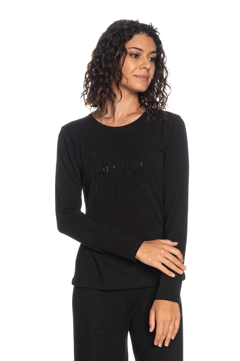 T Shirt Liu Jo Sport Moda Ls Da Donna Nera