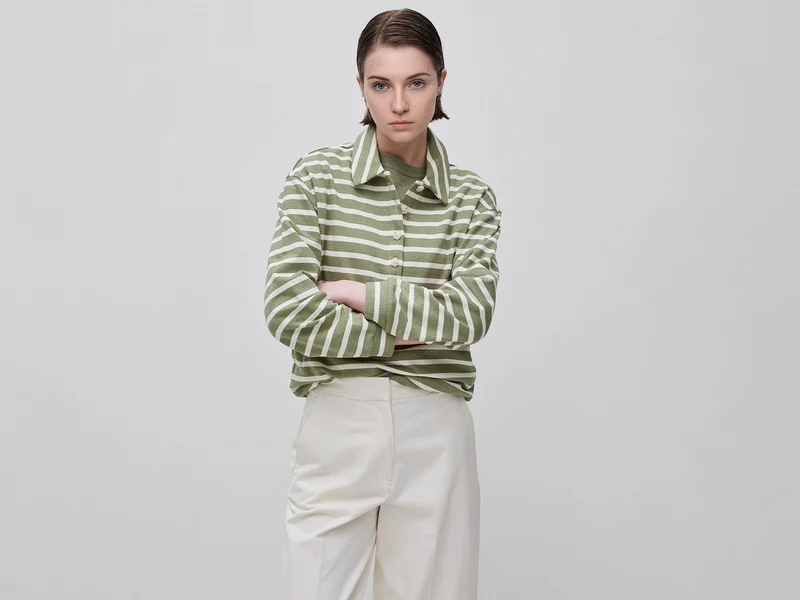 Polo in felpa a righe