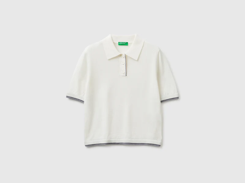 Maglia a polo 100% lana Merino