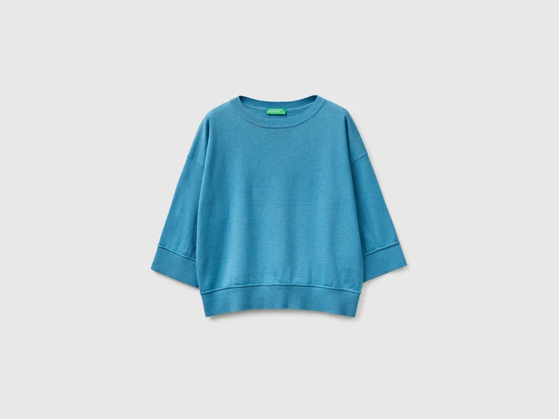 Maglia girocollo in cotone e lana