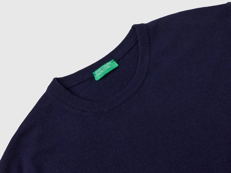 Maglia blu scuro in pura lana Merino