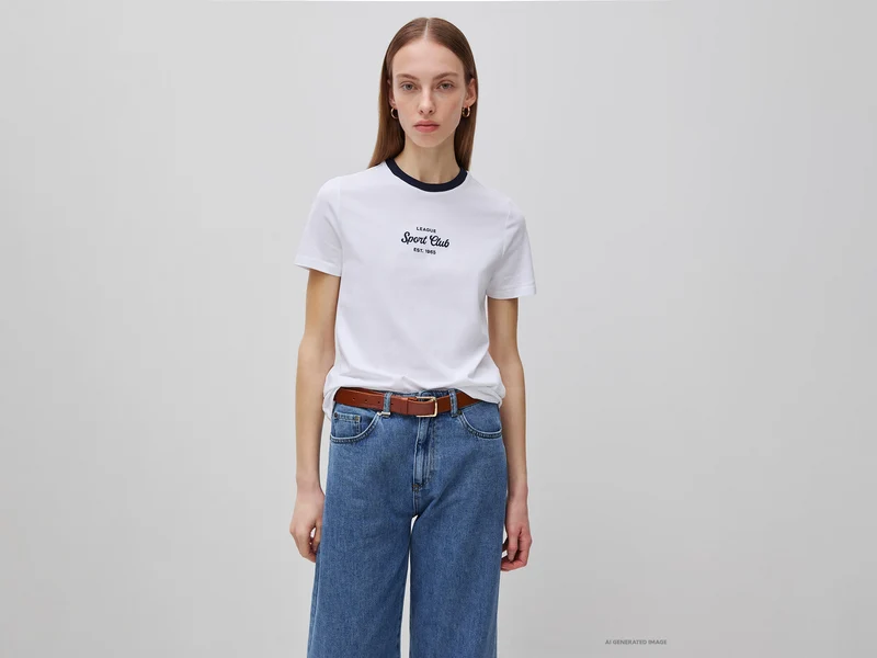 T-shirt con stemma ricamato