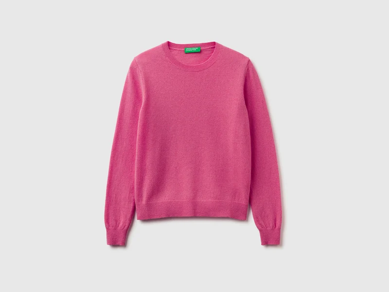 Maglia girocollo prugna in pura lana Merino