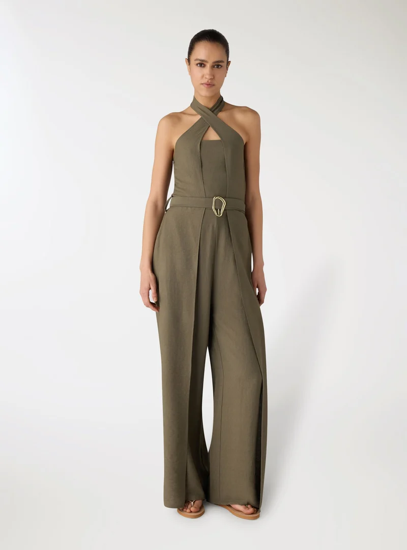 Tuta halterneck con cintura gioiello