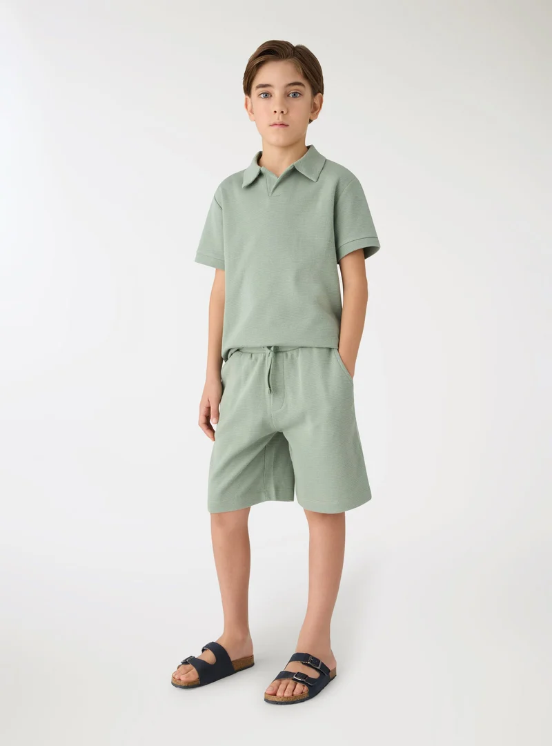 Pantaloncini jogger waffle con coulisse