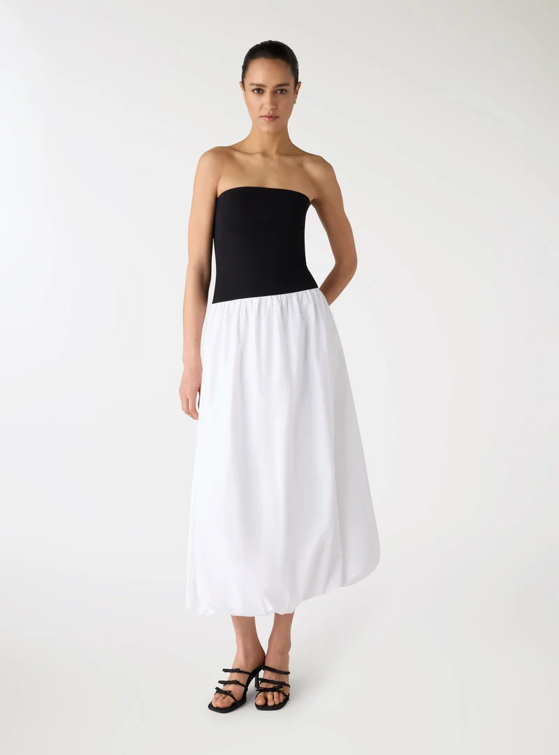 Vestito a spalle scoperte bitessuto con gonna balloon
