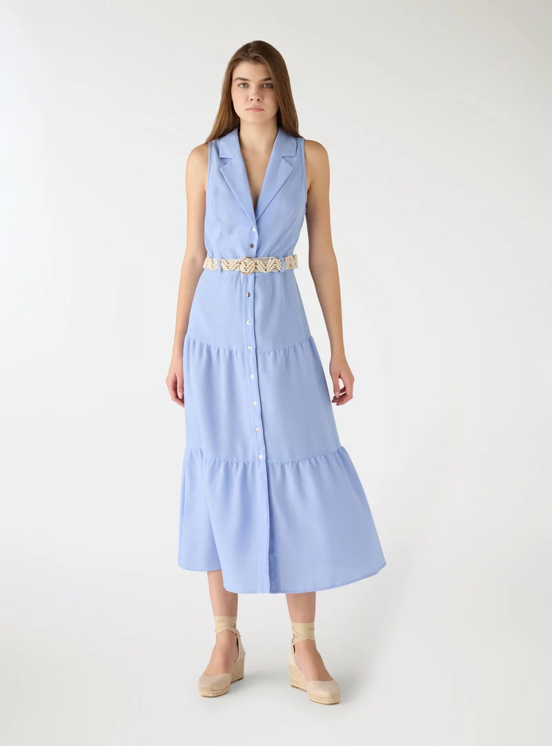 Vestito chemisier lungo con cintura