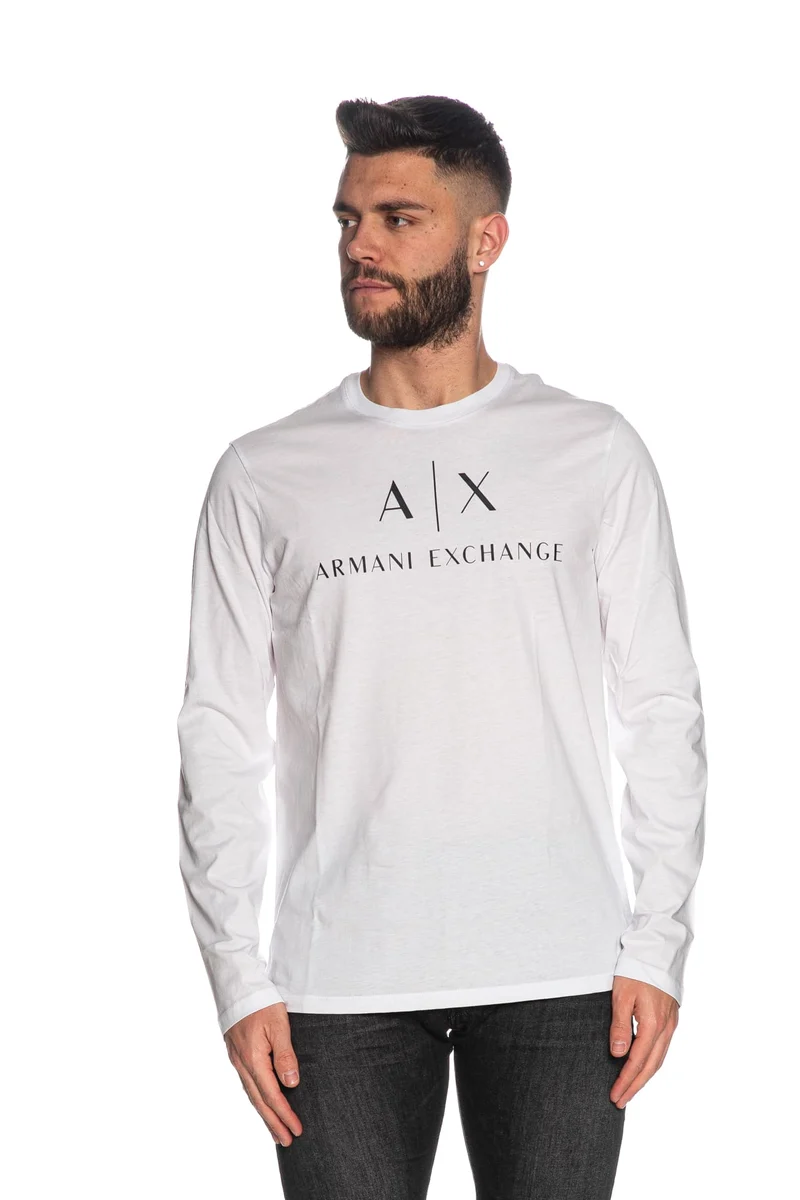 T Shirt Armani Exchange Ls Ax Basic Da Uomo Bianca
