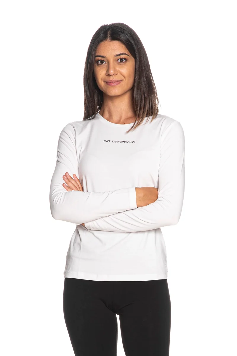 T Shirt Ea7 Train Series W Ls Essential Tee Da Donna Bianca