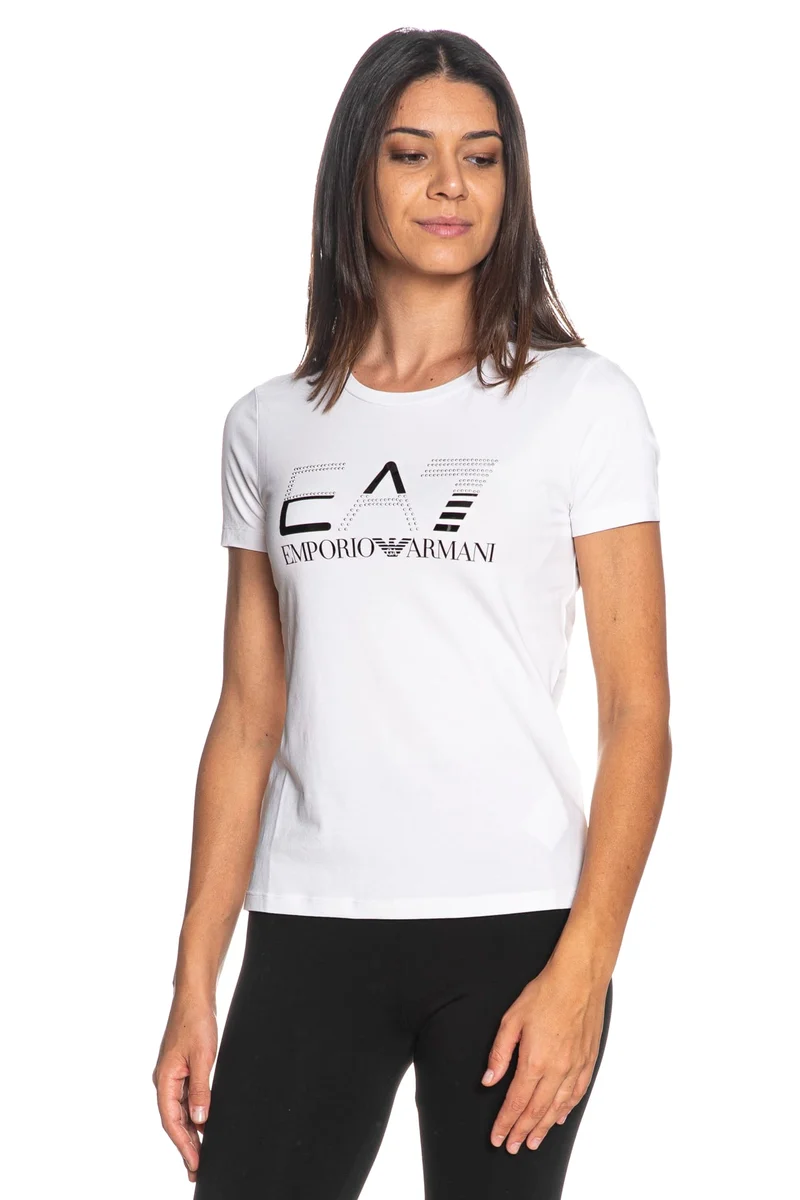 T Shirt Ea7 Train Series W Cross Lover Ss Tee Da Donna Bianca