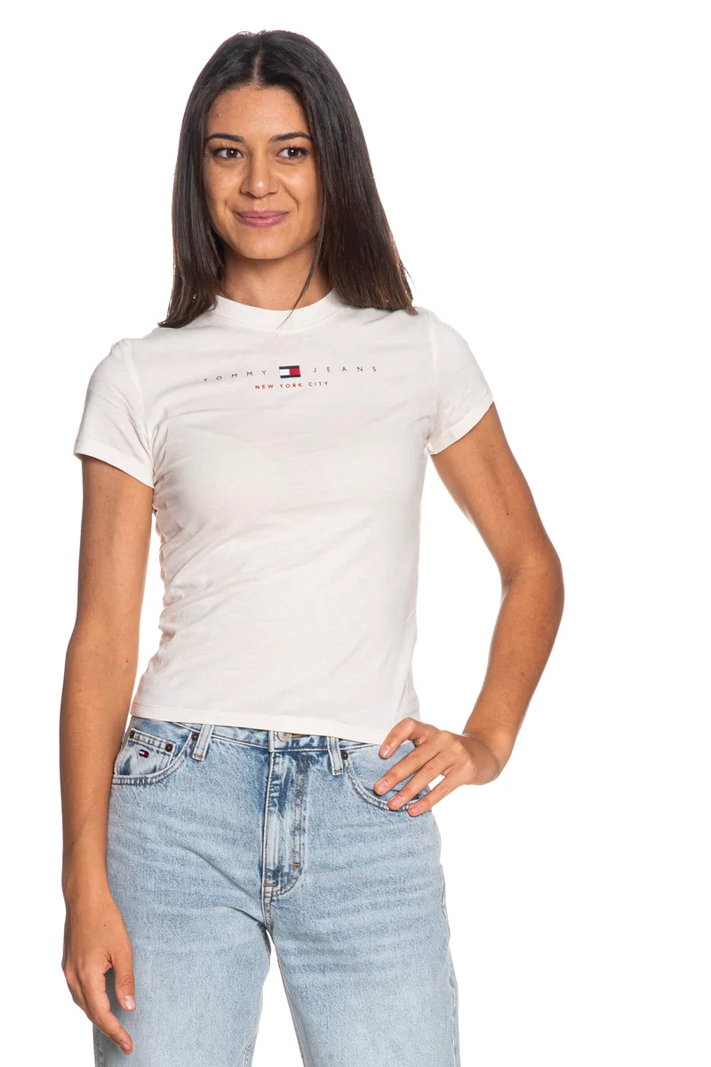 T Shirt Tommy Hilfiger Tjw Us Linear Ss Tee Da Donna Bianca