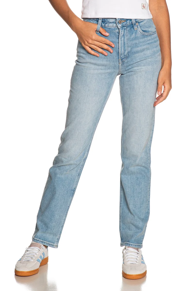 Jeans Calvin Klein Hight Rise Strg Da Donna Denim Light Blu